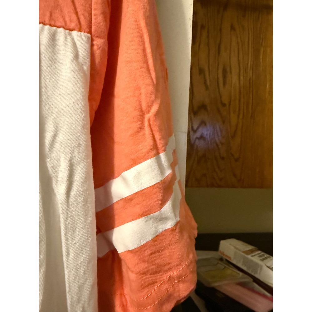 Bobbie Brooks Slay GraphicTee Womens 1X Coral White ColorblockShort Sleeve Shirt - Picture 4 of 5